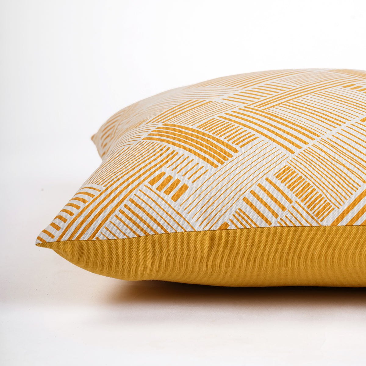 Modern Retro Mustard Yellow Geometric Print Cushion Cover | Cotton | Multiple Sizes