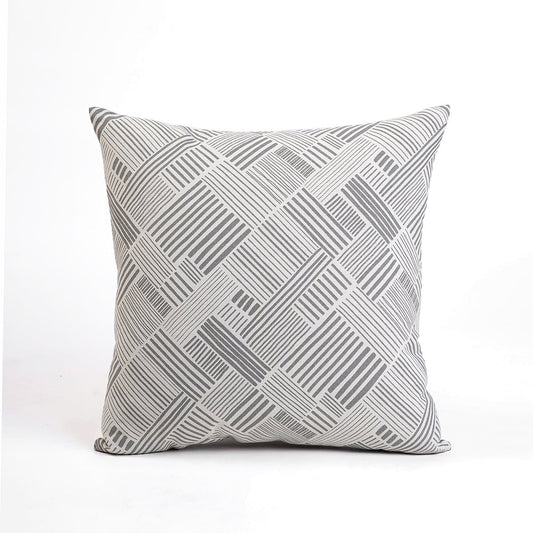 Modern Retro Grey Geometric Pillow Cover – Cotton, Multiple Sizes