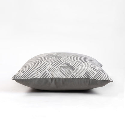 Modern Retro Grey Geometric Pillow Cover – Cotton, Multiple Sizes