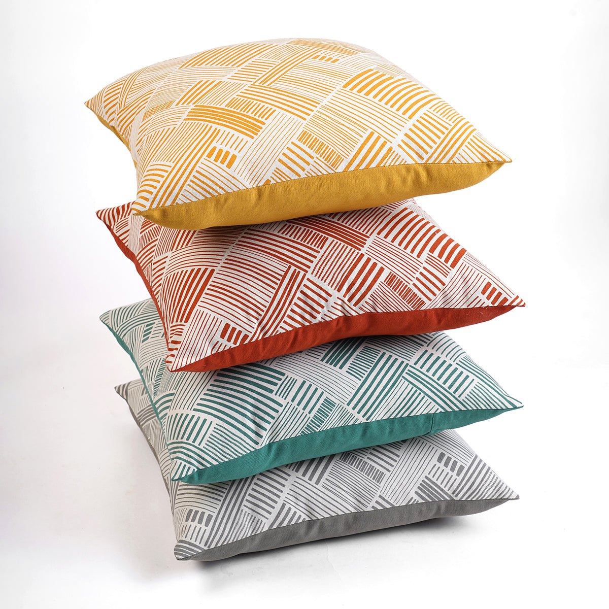 Modern Retro Aqua Green Geometric Print Cushion Cover | Cotton | Multiple Sizes