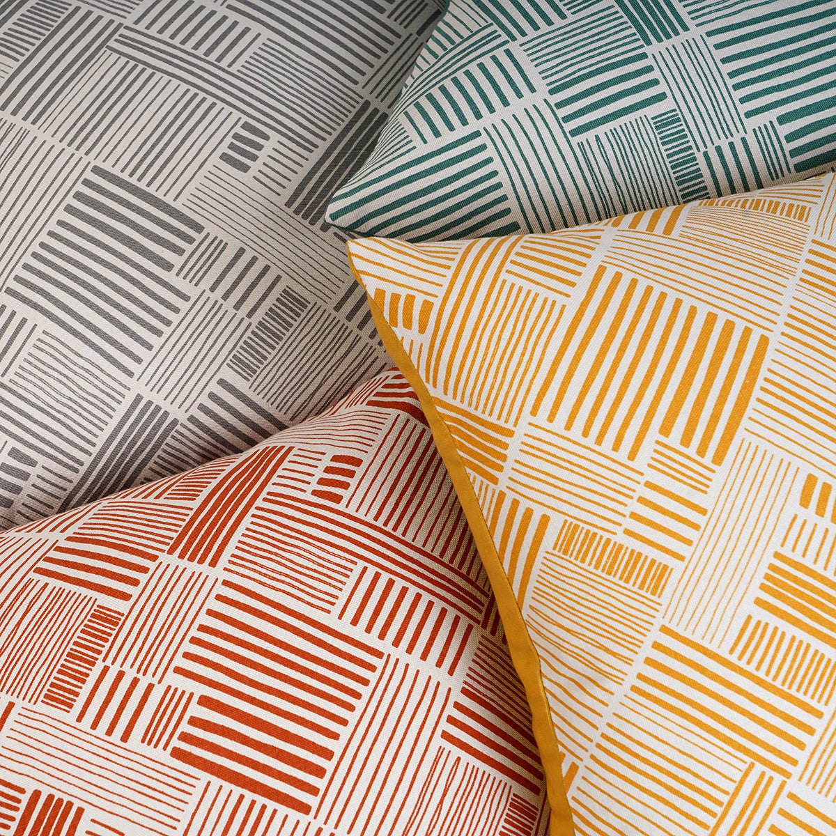 Modern Retro Terracotta Geometric Print Cushion Cover | Cotton | Multiple Sizes