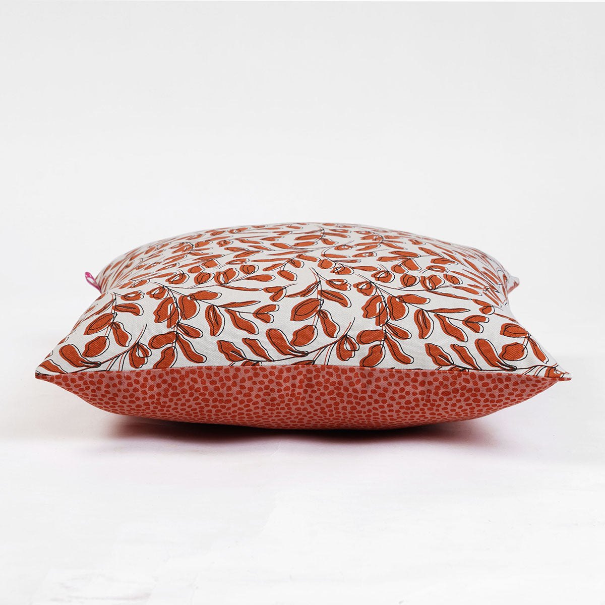 Modern Retro Terracotta Leaf Print Reversible Cushion Cover | Cotton | Multiple Sizes