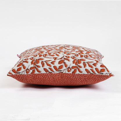 Modern Retro Terracotta Leaf Print Reversible Cushion Cover | Cotton | Multiple Sizes