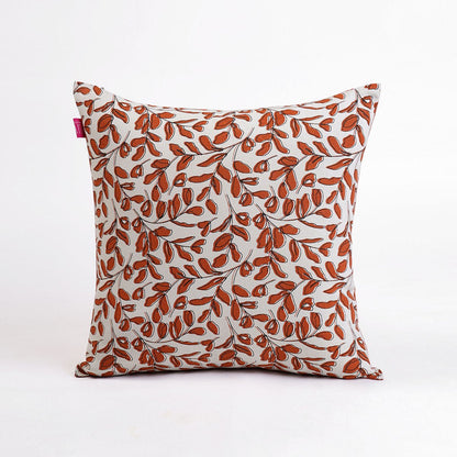 Modern Retro Terracotta Leaf Print Reversible Cushion Cover | Cotton | Multiple Sizes