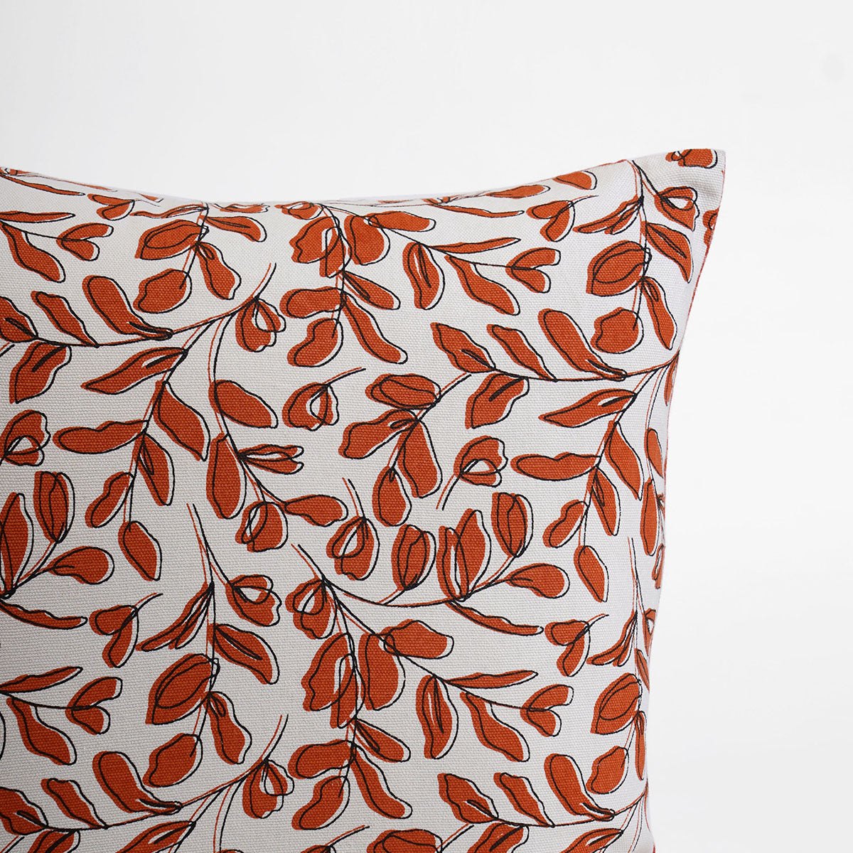 Terracotta Leaf Print Reversible Cotton Pillow Cover – Modern Retro