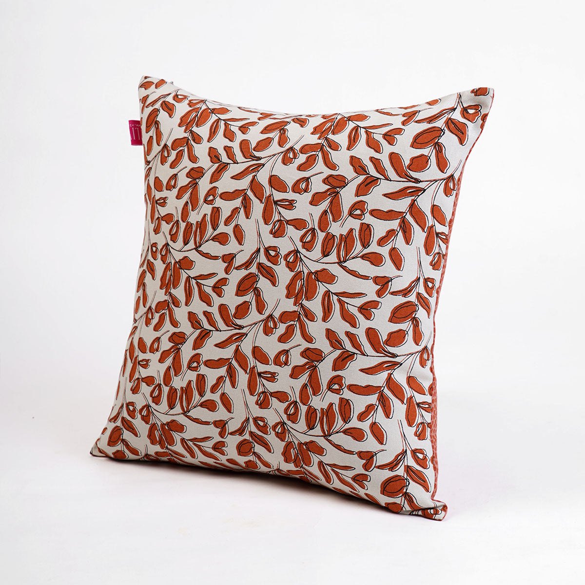Terracotta Leaf Print Reversible Cotton Pillow Cover – Modern Retro