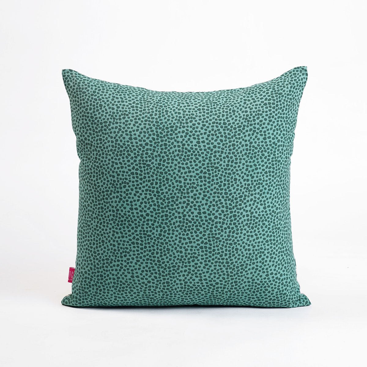 Elegant Aqua Green Reversible Cotton Throw Pillow Cover with Mid-Century Leaf Print Design