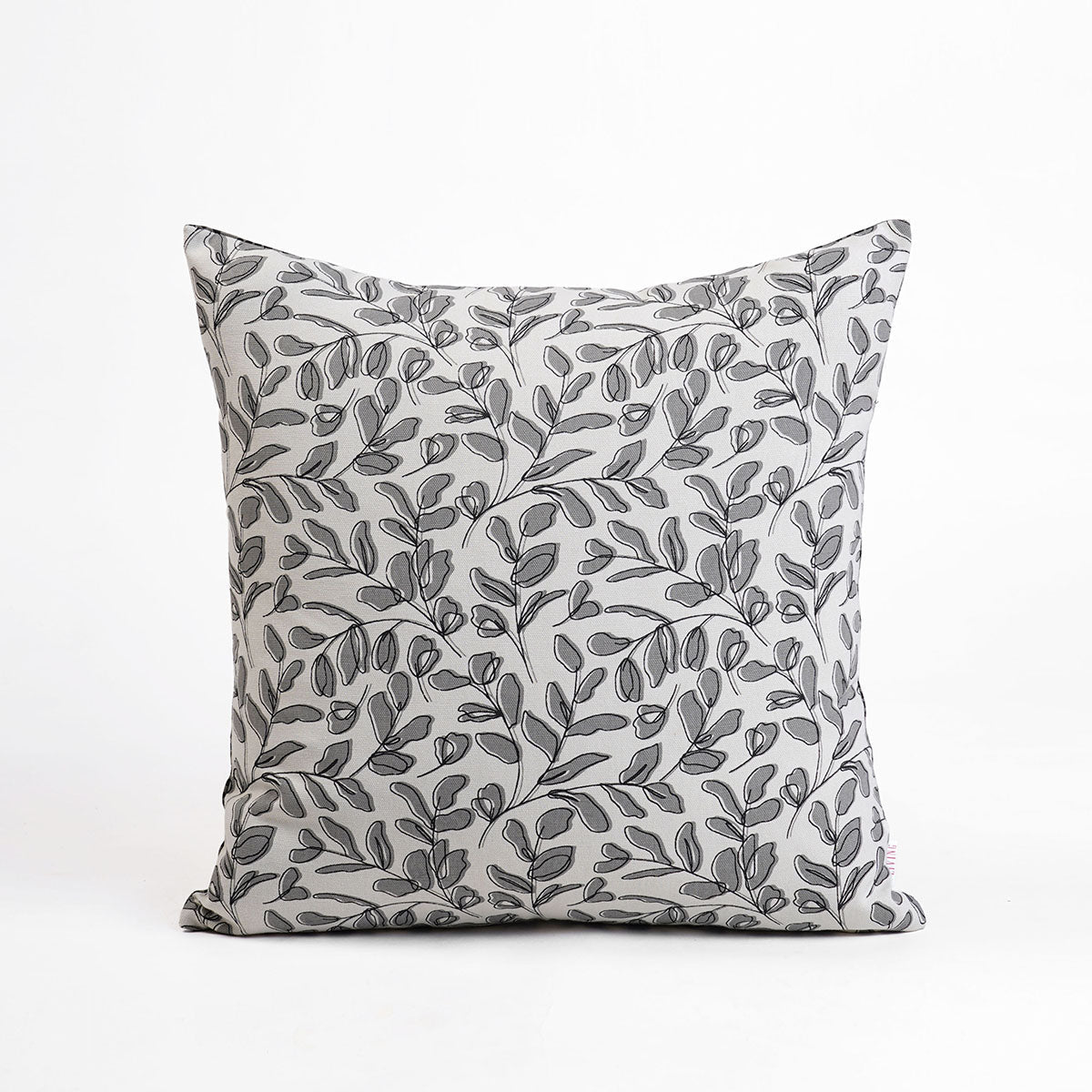Grey Reversible Cotton Pillow Cover with Leaf Print – Modern Retro