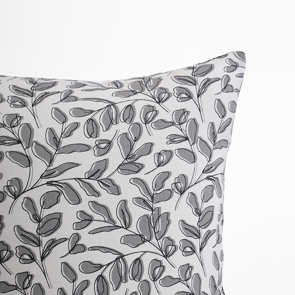 Grey Reversible Cotton Pillow Cover with Leaf Print – Modern Retro