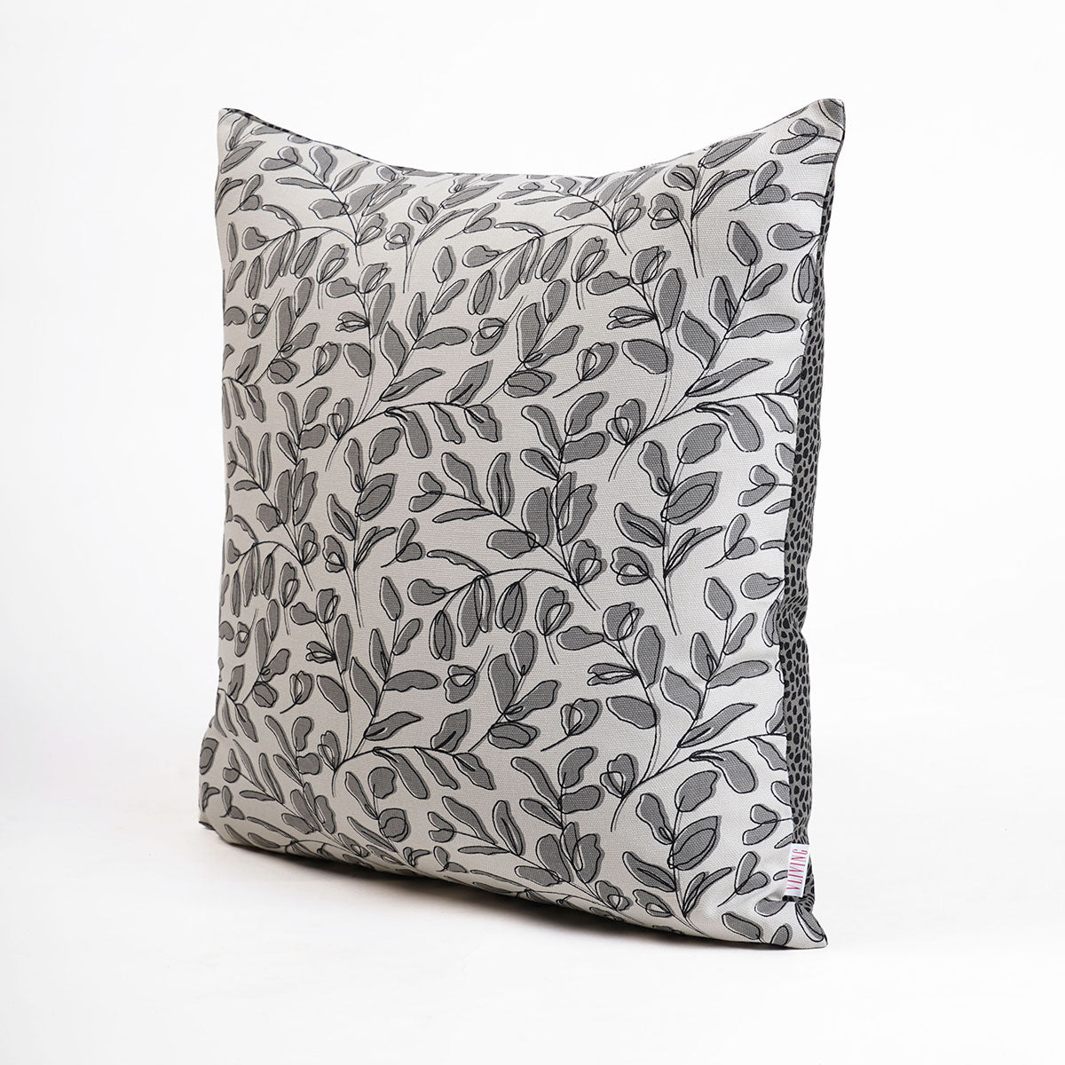 Grey Reversible Cotton Pillow Cover with Leaf Print – Modern Retro