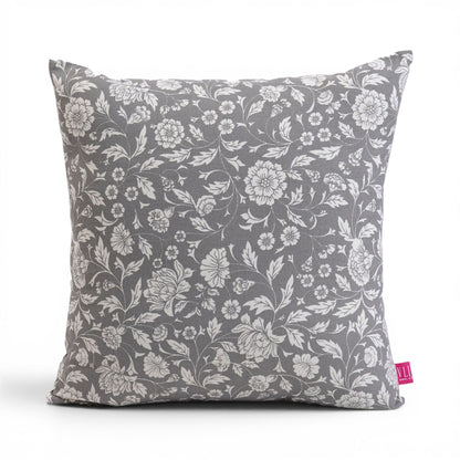 Grey Kalamkari Print Reversible Cushion Cover | 100% Cotton | Multiple Sizes