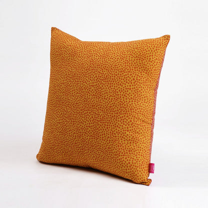 Modern Retro Mustard Yellow & Terracotta Dot Print Reversible Cushion Cover | Cotton | Multiple Sizes
