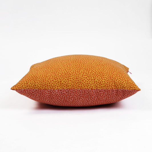 Modern Retro Mustard Yellow & Terracotta Dot Print Reversible Cushion Cover | Cotton | Multiple Sizes