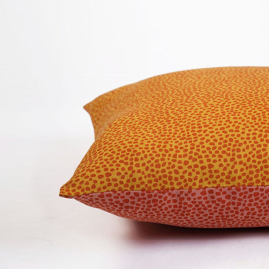 Modern Retro Mustard Yellow & Terracotta Dot Print Reversible Cushion Cover | Cotton | Multiple Sizes
