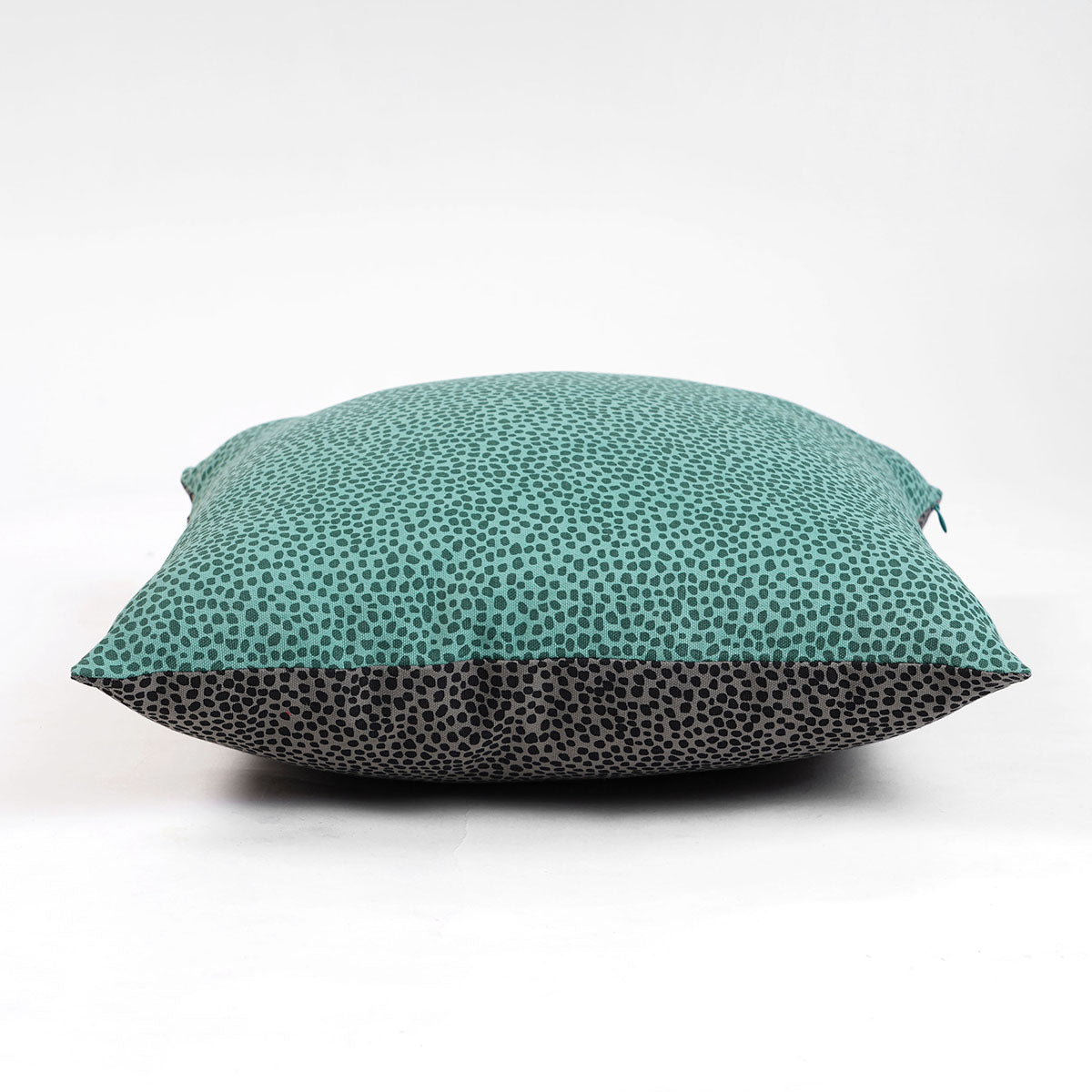 Aqua Green & Charcoal Grey Reversible Dot Print Pillow Cover