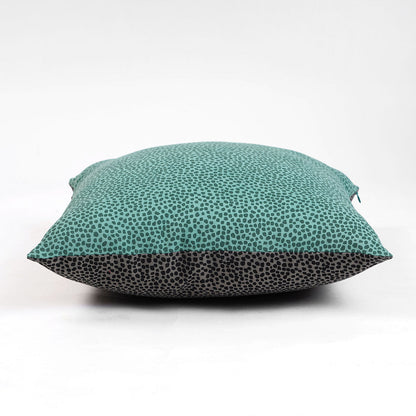 Aqua Green & Charcoal Grey Reversible Dot Print Pillow Cover