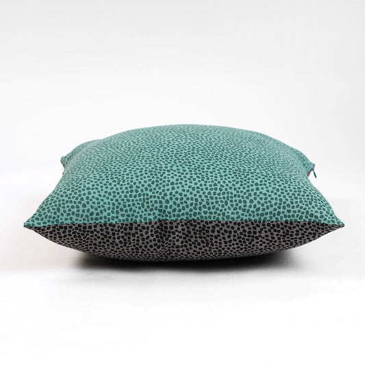 Aqua Green & Charcoal Grey Reversible Dot Print Pillow Cover