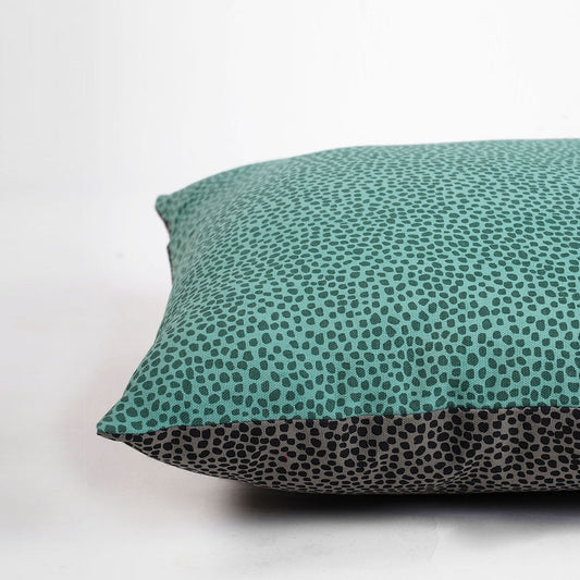 Aqua Green & Charcoal Grey Reversible Dot Print Pillow Cover