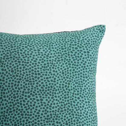 Aqua Green & Charcoal Grey Reversible Dot Print Pillow Cover