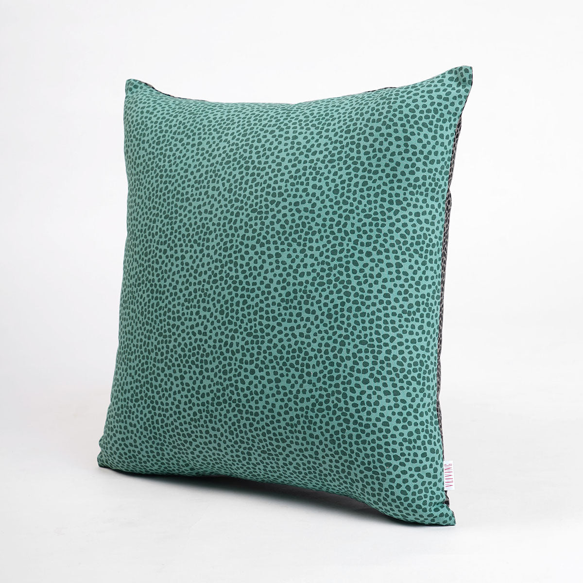 Aqua Green & Charcoal Grey Reversible Dot Print Pillow Cover