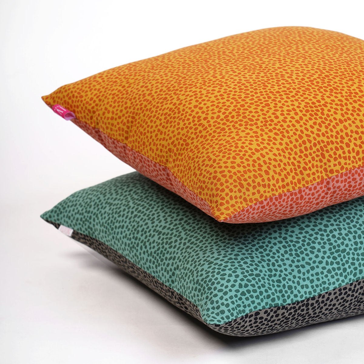 Modern Retro Aqua Green & Charcoal Grey Dot Print Reversible Cushion Cover | Cotton | Multiple Sizes