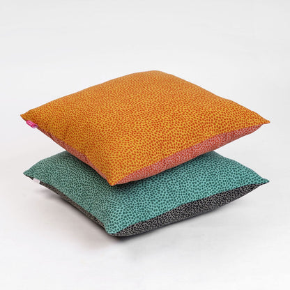 Modern Retro Mustard Yellow & Terracotta Dot Print Reversible Cushion Cover | Cotton | Multiple Sizes