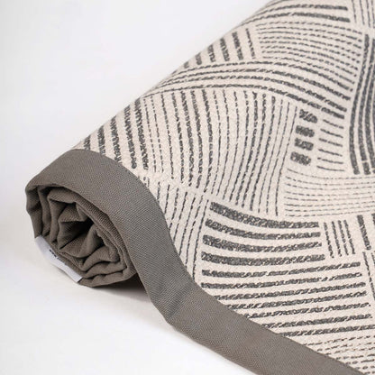 Modern Retro Grey Cotton Rug | Stripe Print | Mid-Century Modern