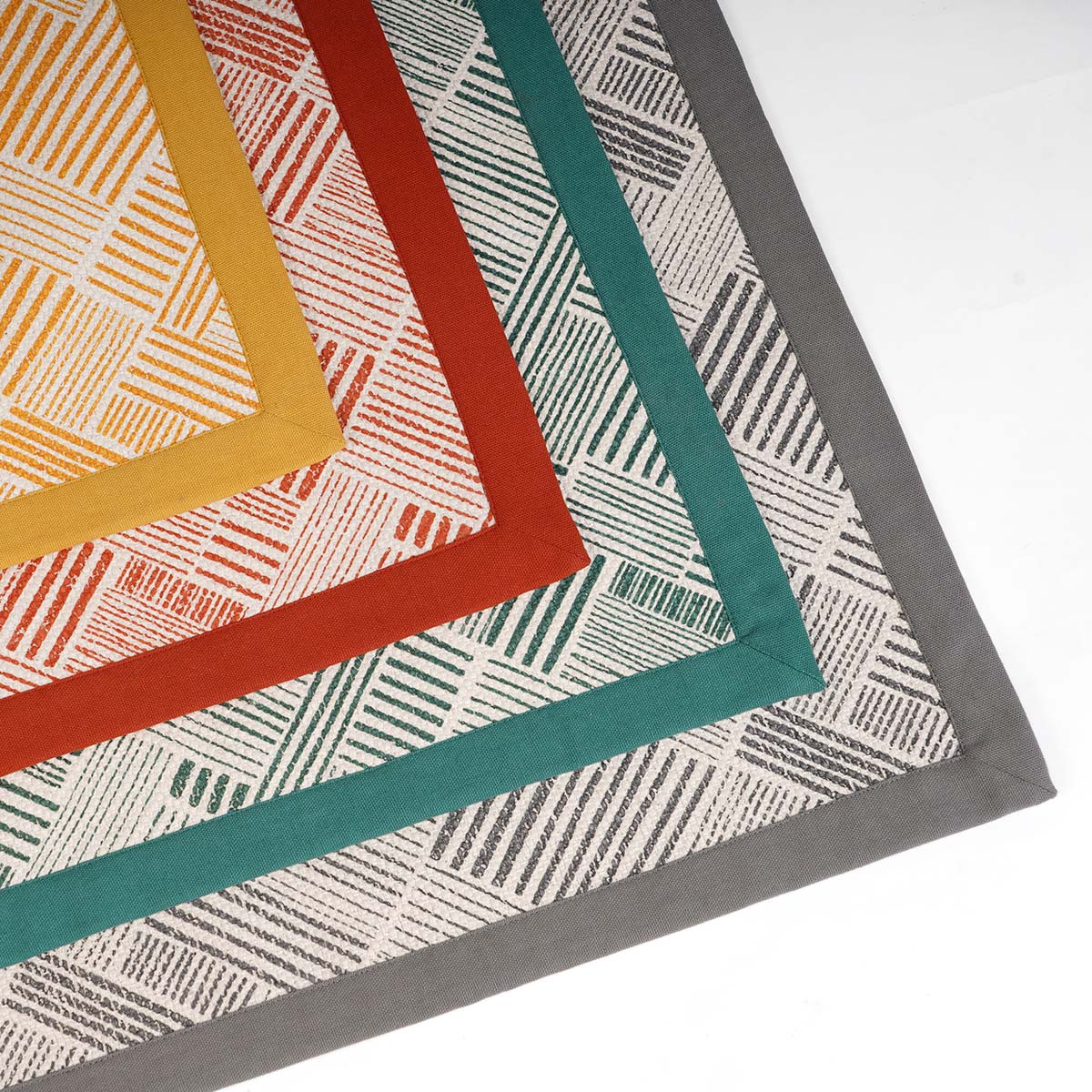 Aqua Green Stripe Cotton Rug Modern Retro Mid Century Design