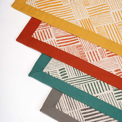 Modern Retro Grey Cotton Rug | Stripe Print | Mid-Century Modern