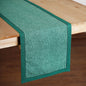 Modern Retro Aqua Green Dot Print Cotton Table Runner | Zig-Zag Embroidered Border | 4 & 6 Seater