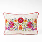 MATYO Embroidered Oblong Cotton Pillow Cover with Red Pompom Lace