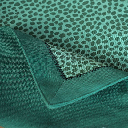 Aqua Green Modern Retro Cotton Table Runner with Embroidered Border