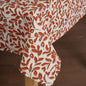 Modern Retro Terracotta Leaf Print Cotton Tablecloth | Round, Square & Rectangular | Multiple Sizes