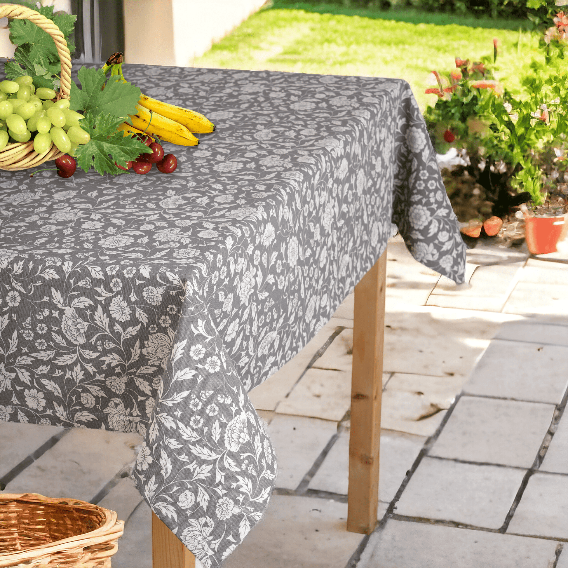 Grey Kalamkari Print Cotton Table Cover – Elegant Handcrafted Dining Linen