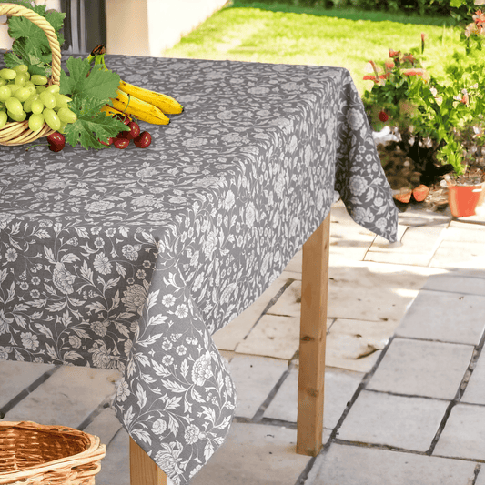 Grey Kalamkari Print Cotton Table Cover – Elegant Handcrafted Dining Linen