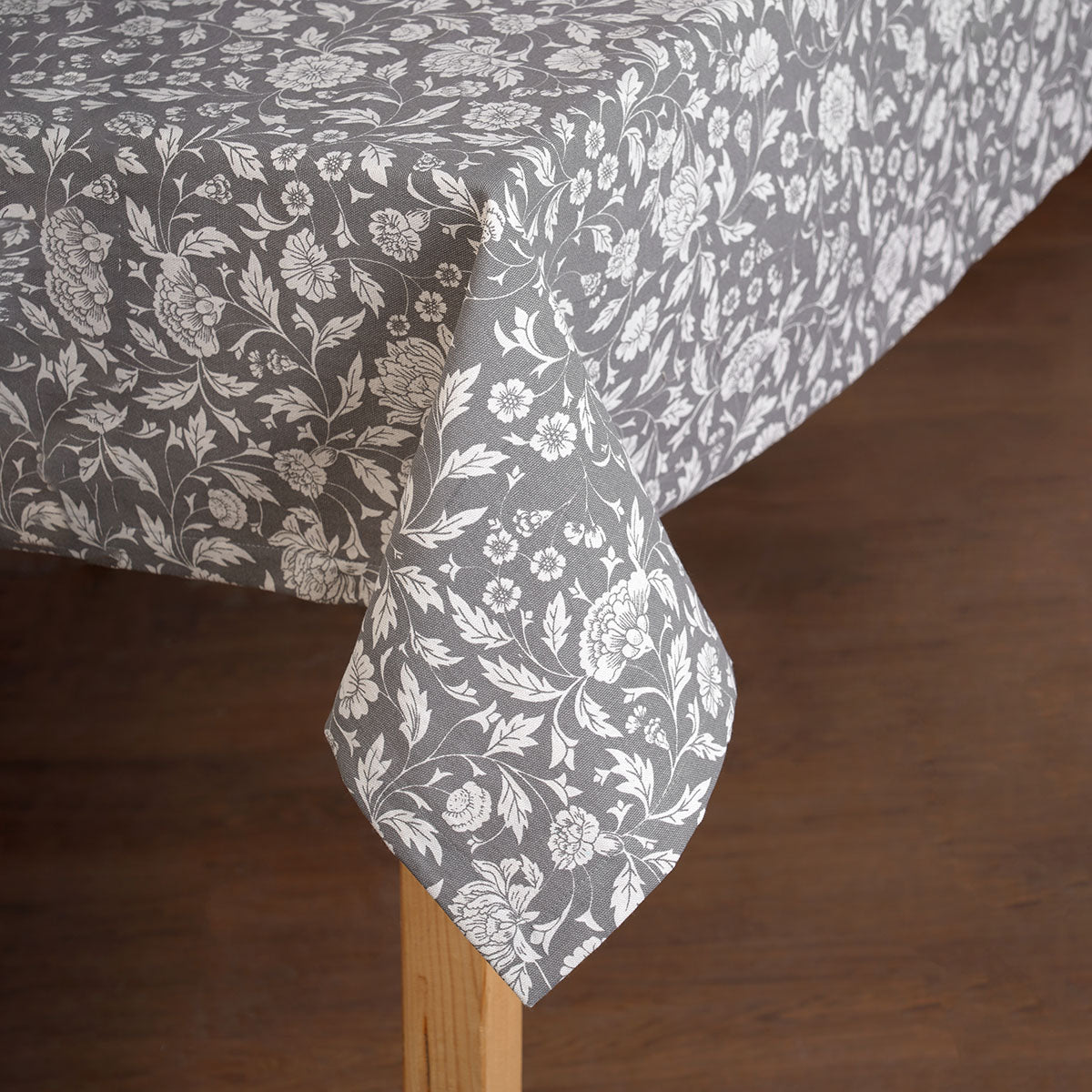 Grey Kalamkari Print Cotton Tablecloth | 4 & 6 Seater | Round & Square