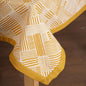 Modern Retro Mustard Yellow Geometric Stripe Print Cotton Tablecloth | Solid Border | Round, Square & Rectangular