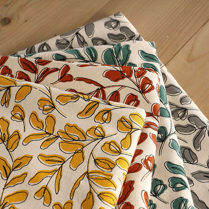 Aqua Green Leaf Print Cotton Tablecloth – Modern Retro Design