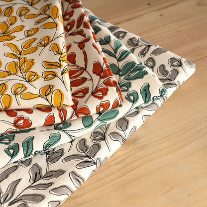 Terracotta Leaf Print Modern Retro Cotton Tablecloth for Round Four-Seater