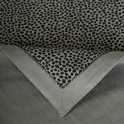 Grey Cotton Modern Retro Table Runner with Embroidered Border