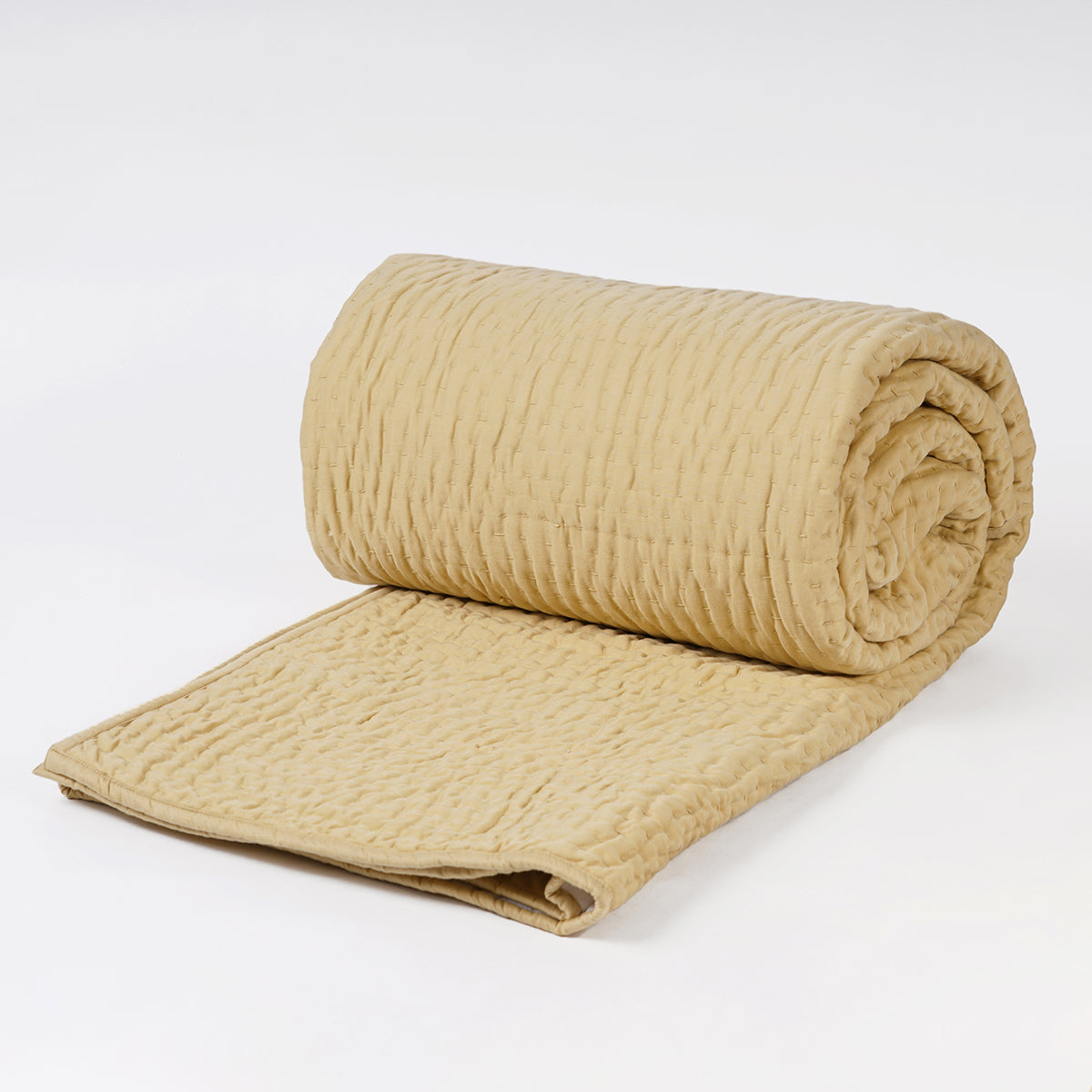 300TC BEIGE COTTON SATIN KANTHA QUILT, Sizes available
