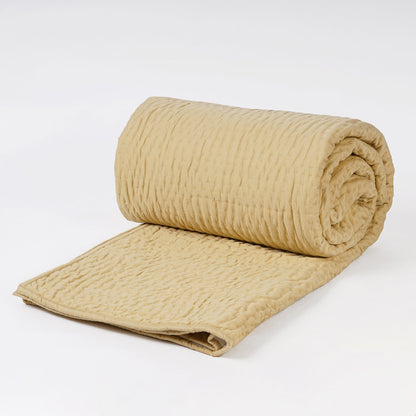 300TC BEIGE COTTON SATIN KANTHA QUILT, Sizes available