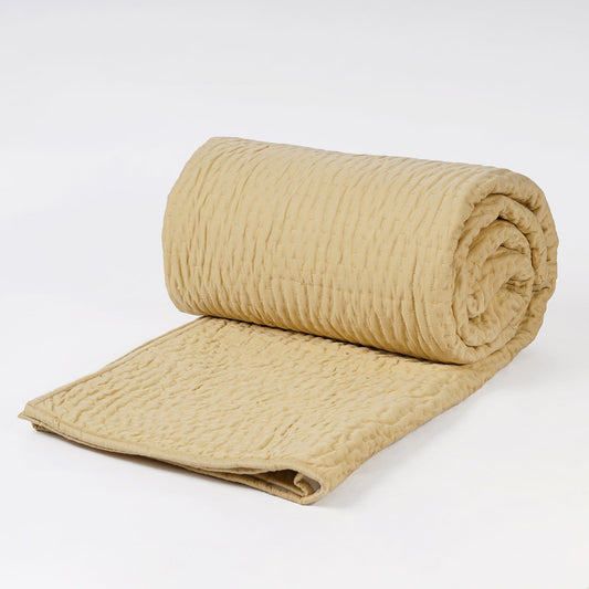 300TC BEIGE COTTON SATIN KANTHA QUILT, Sizes available