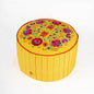 Matyo Yellow Boho Pouf Cover with Multicolour Rose Embroidery