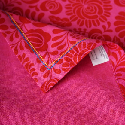 Matyo Tablecloth | Hot Pink Floral Print & Embroidered Hem | 100% Cotton | 3 Sizes Available