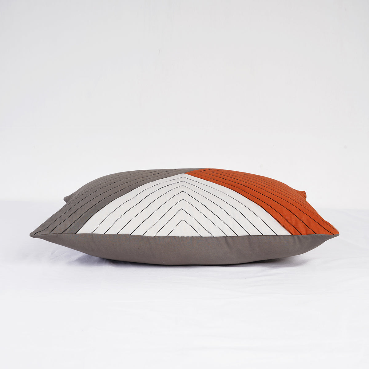 Terracotta Patchwork Quilted Pillow Cover – Modern Retro Colour Block