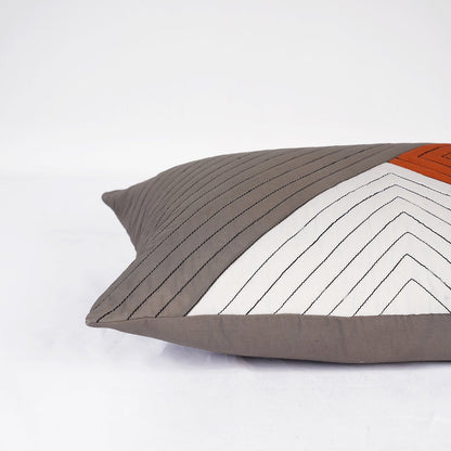 Terracotta Patchwork Quilted Pillow Cover – Modern Retro Colour Block