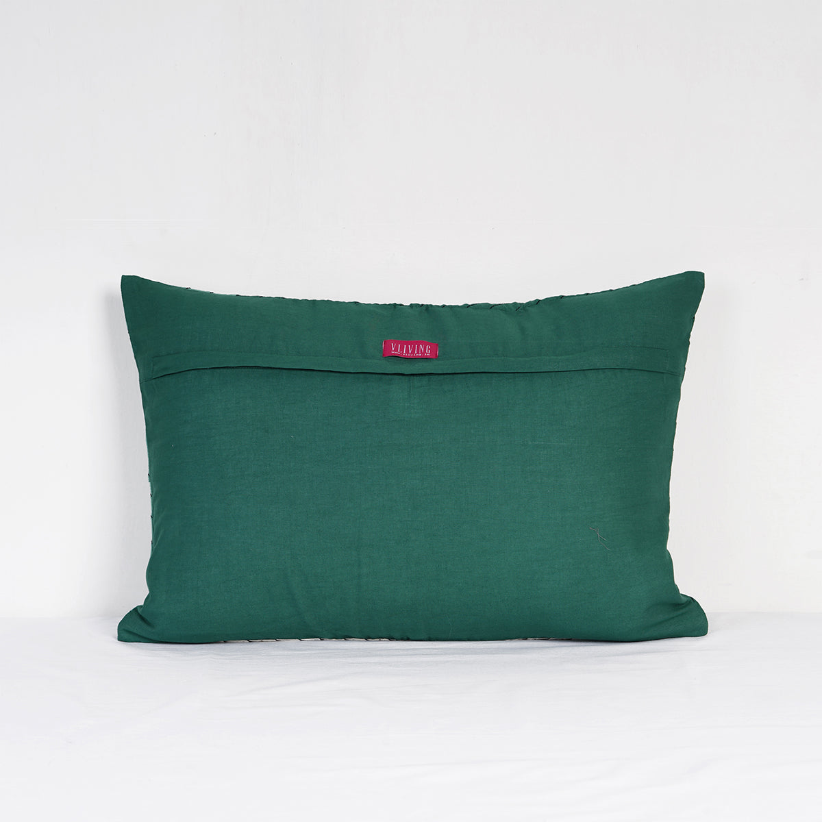 Aqua Green Patchwork Quilted Pillow Cover – Modern Retro Colour Block