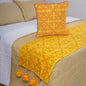Shyrdak Bed Runner Set | Yellow Printed Cotton with Tassels & Cushion Cover | Twin, Queen & King