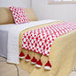 Prism Tie Dye Bed Runner Set | Red & White Cotton with Tassels & Cushion Cover | Twin, Queen & King